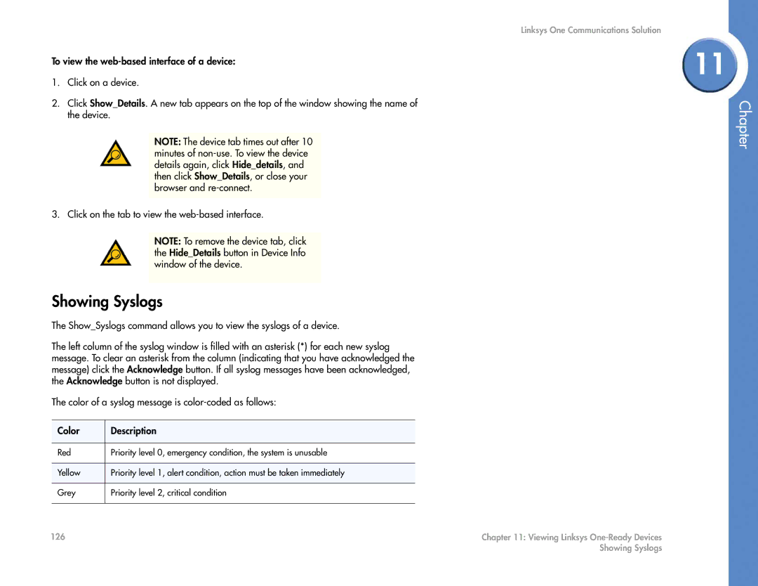 Cisco Systems 2.1 manual Showing Syslogs 