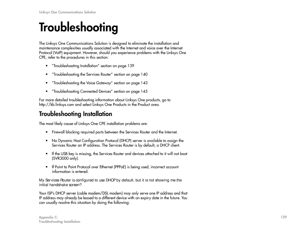 Cisco Systems 2.1 manual Troubleshooting Installation 