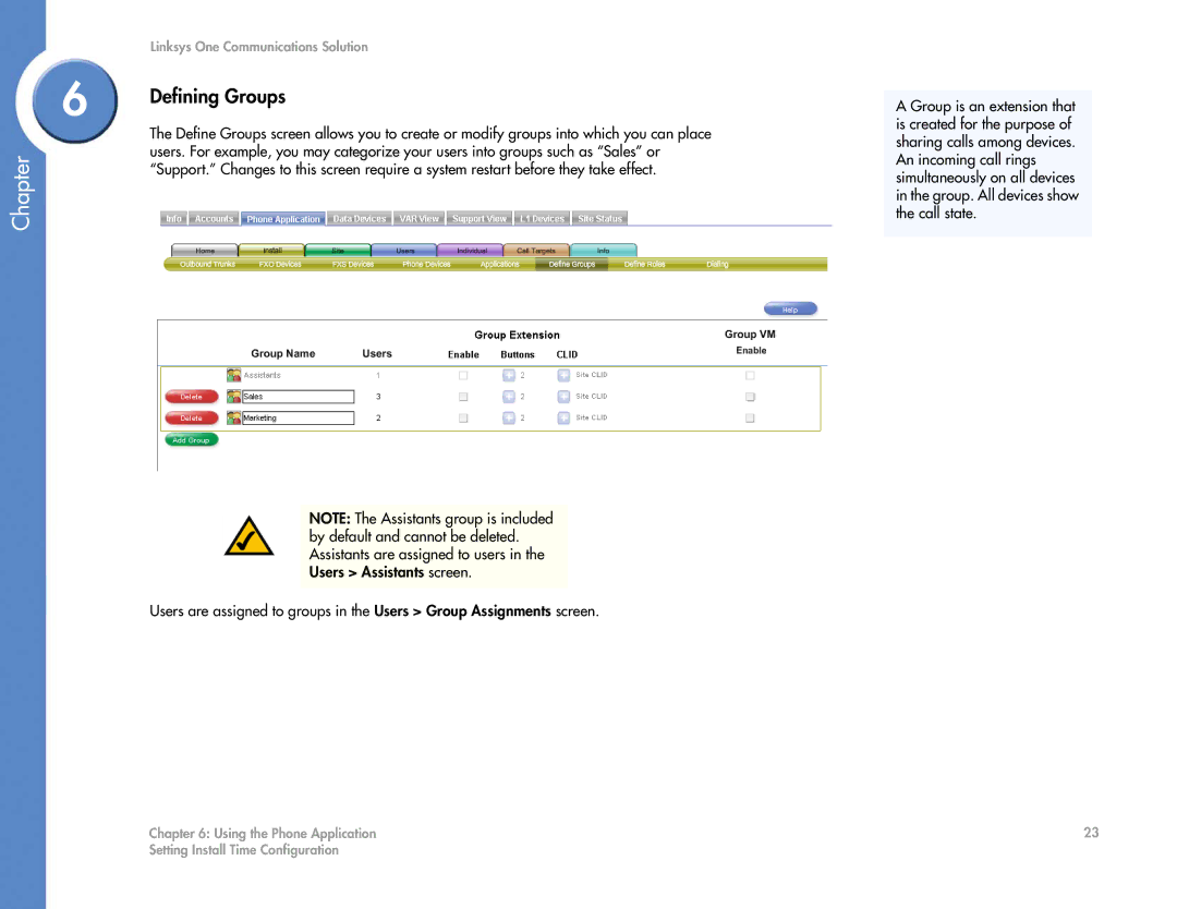 Cisco Systems 2.1 manual Defining Groups 