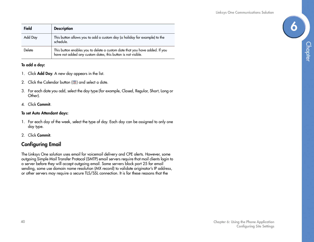 Cisco Systems 2.1 manual Configuring Email, Field Description 