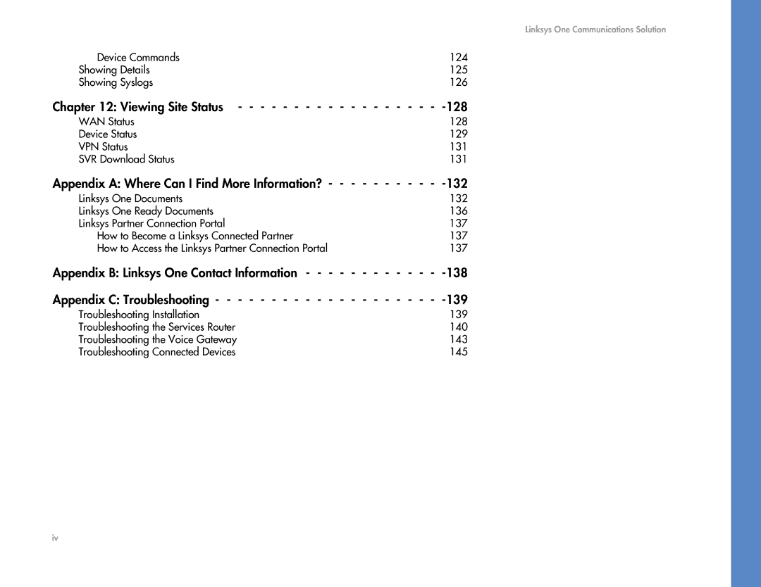 Cisco Systems 2.1 manual Viewing Site Status 128, Appendix a Where Can I Find More Information? 132 