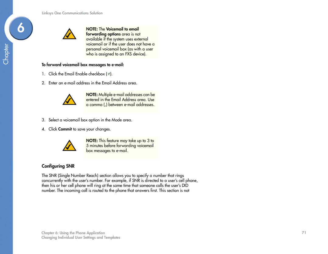 Cisco Systems 2.1 manual Configuring SNR 