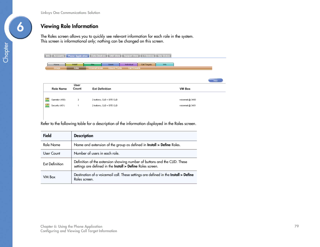 Cisco Systems 2.1 manual Viewing Role Information 