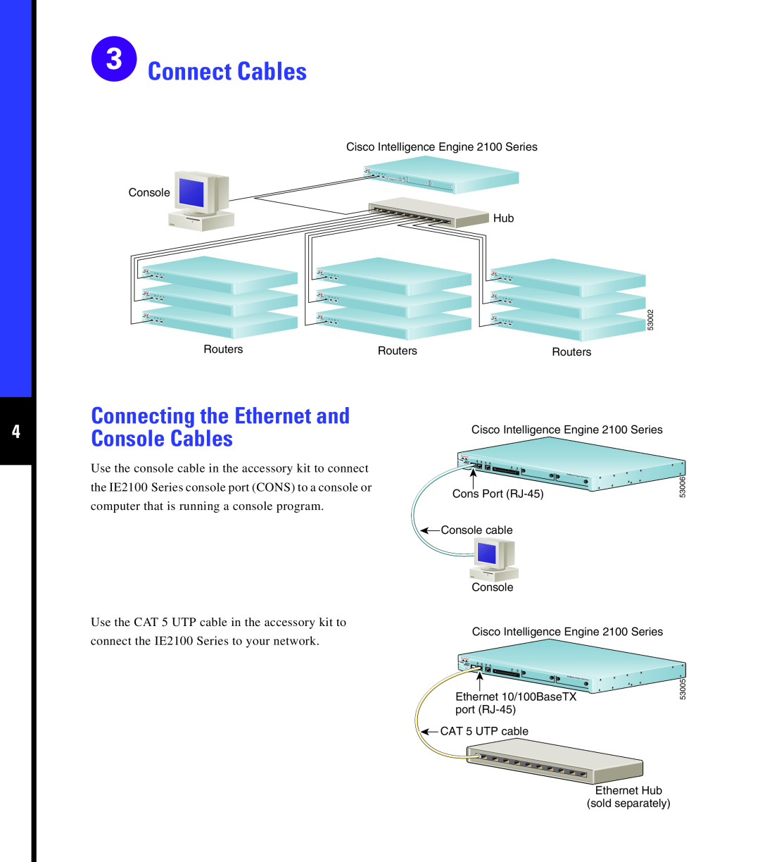 Cisco Systems 2100 quick start Connect Cables, Connecting the Ethernet and Console Cables 