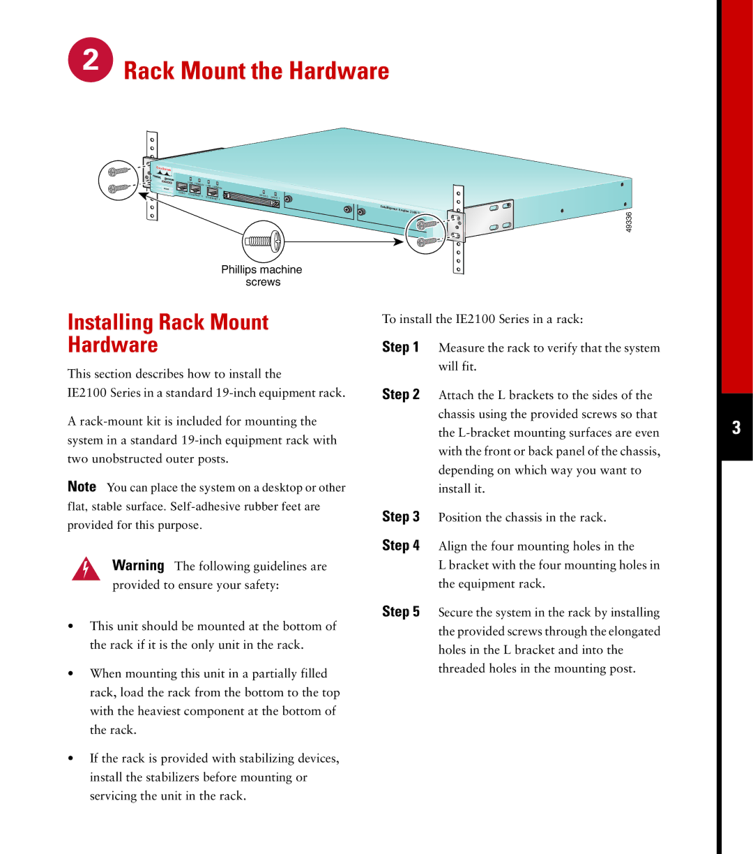 Cisco Systems 2100 quick start Rack Mount the Hardware 