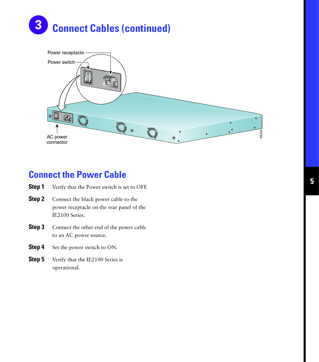 Cisco Systems 2100 quick start Connect the Power Cable 