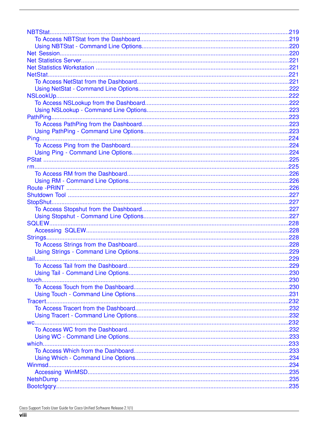 Cisco Systems 2.1(1) manual Sqlew, Viii 