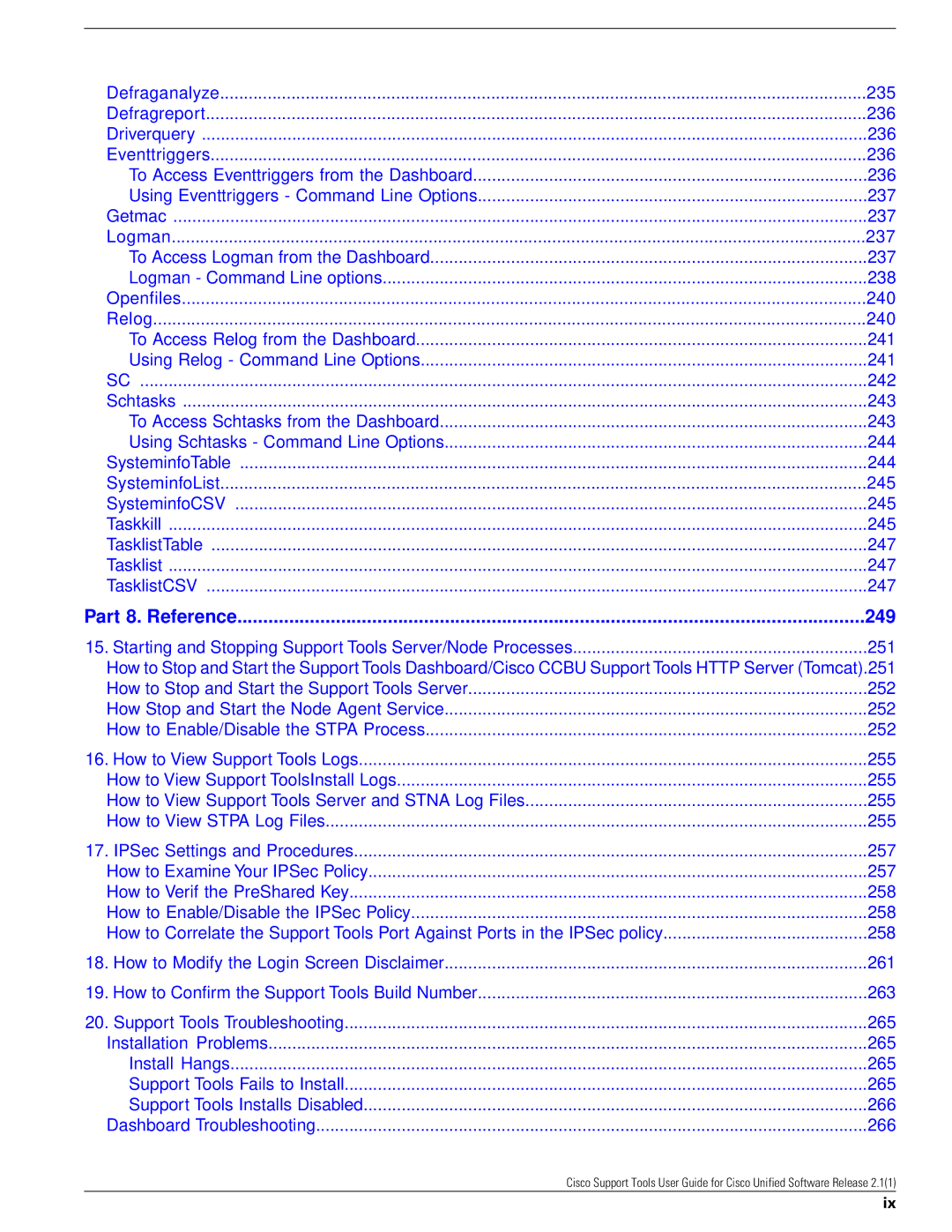 Cisco Systems 2.1(1) manual Part 8. Reference 249 