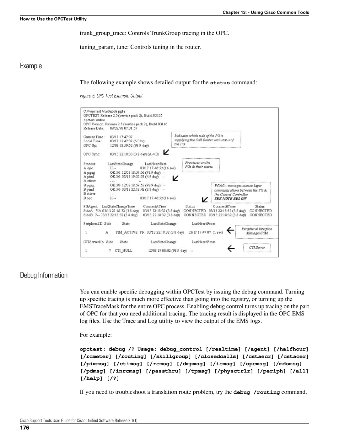 Cisco Systems 2.1(1) manual Example, Debug Information, 176 