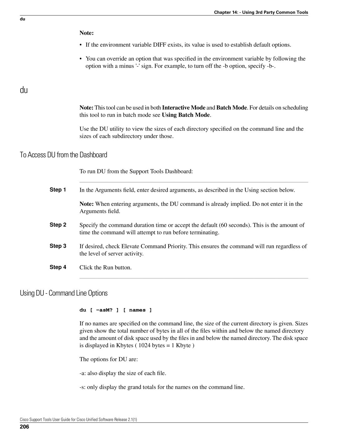 Cisco Systems 2.1(1) manual To Access DU from the Dashboard, Using DU Command Line Options, 206 