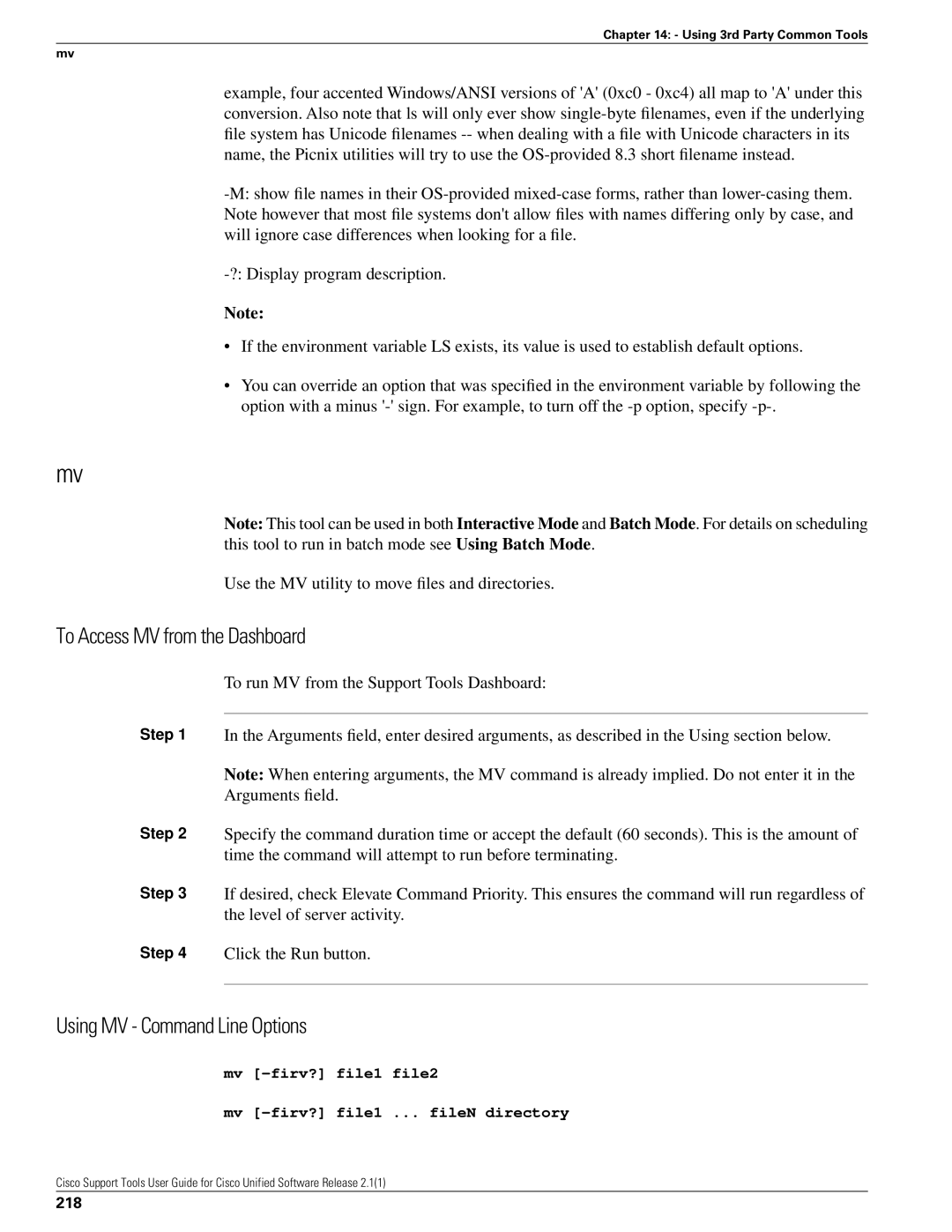 Cisco Systems 2.1(1) manual To Access MV from the Dashboard, Using MV Command Line Options, 218 