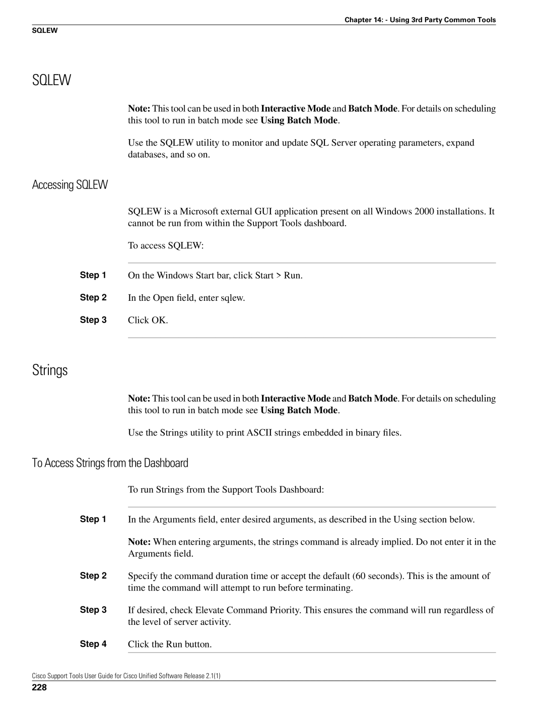 Cisco Systems 2.1(1) manual Accessing Sqlew, To Access Strings from the Dashboard, 228 