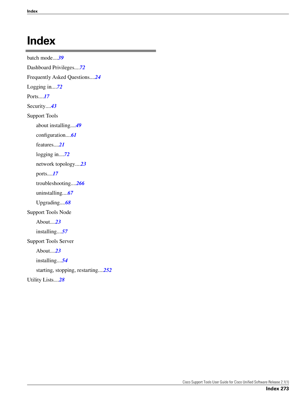 Cisco Systems 2.1(1) manual Index 