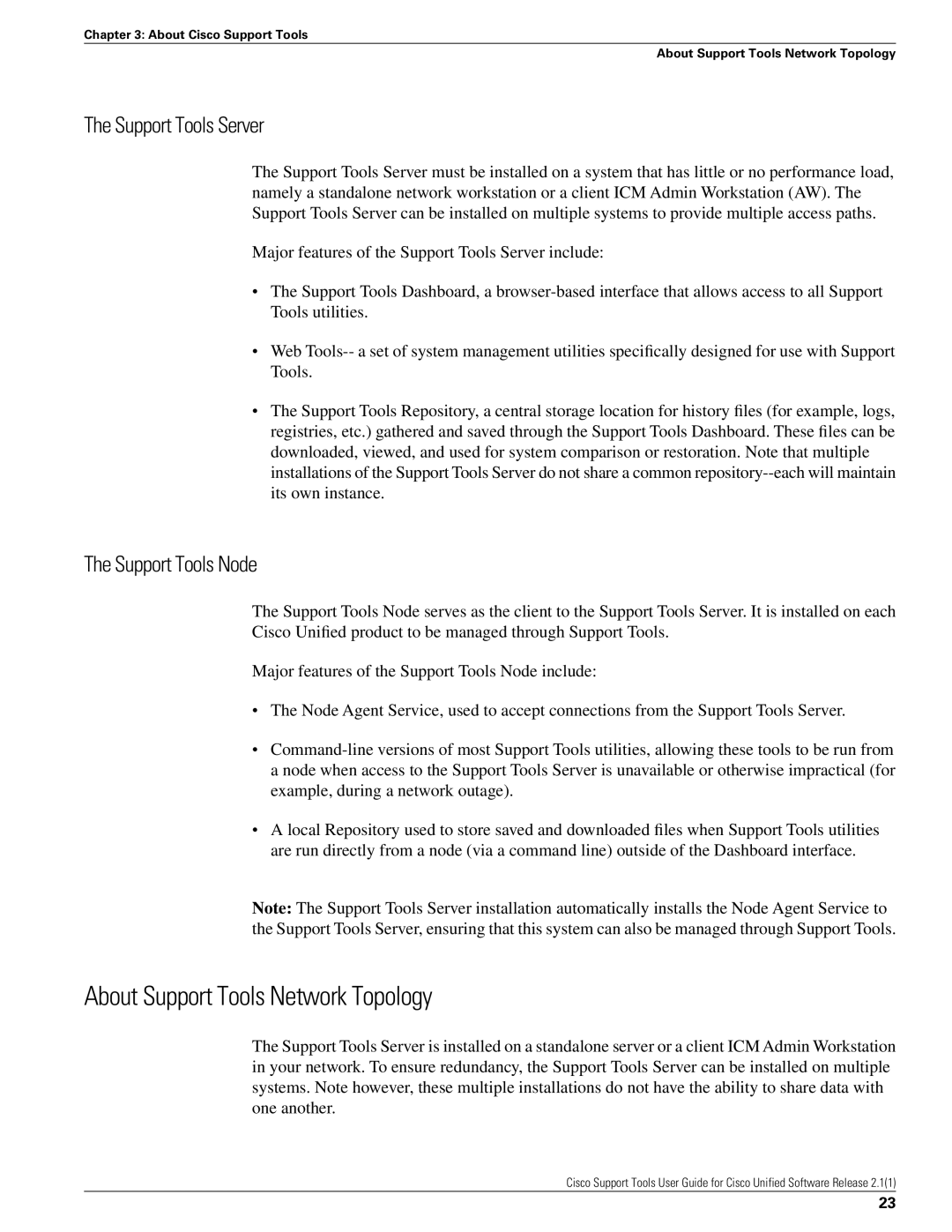 Cisco Systems 2.1(1) manual About Support Tools Network Topology, Support Tools Server, Support Tools Node 