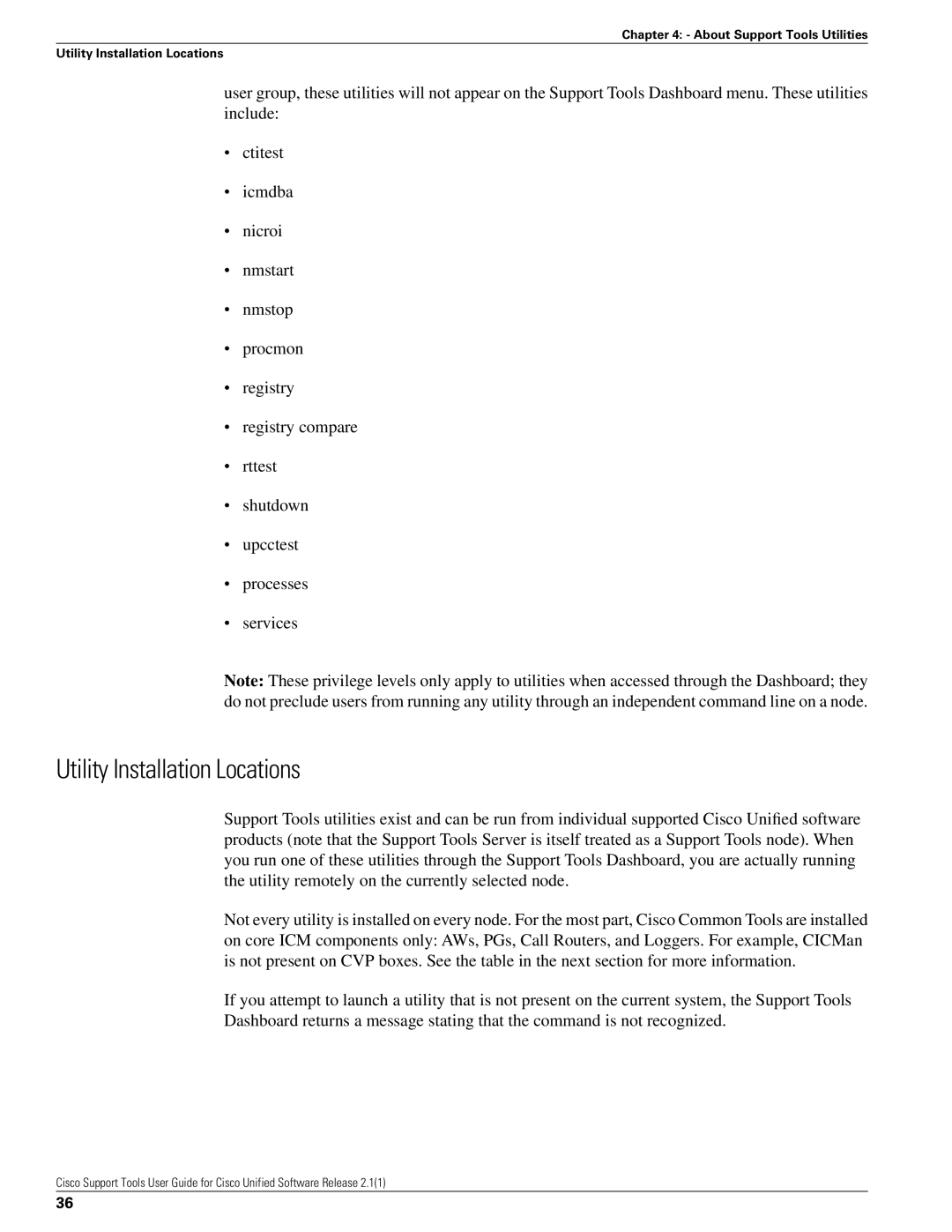 Cisco Systems 2.1(1) manual Utility Installation Locations 