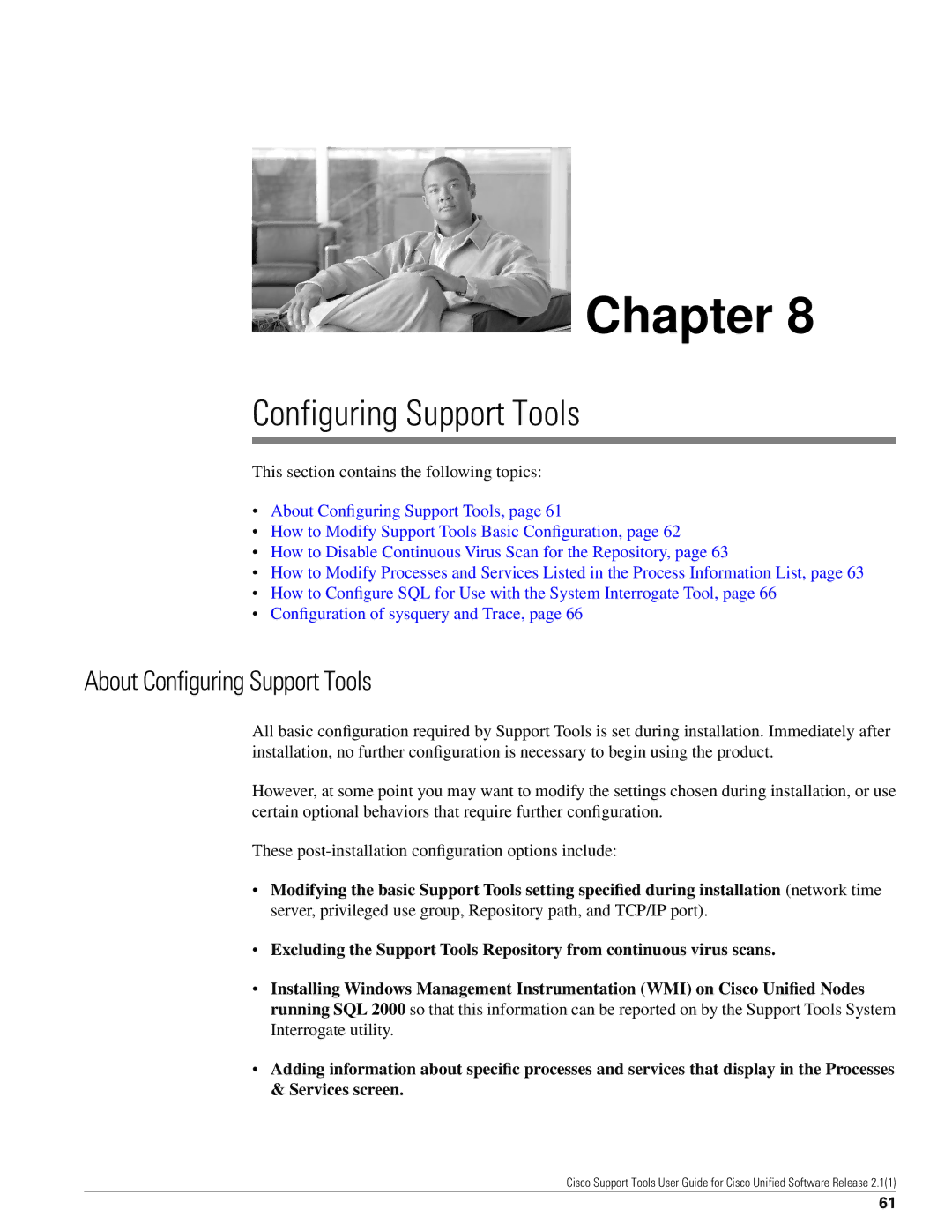 Cisco Systems 2.1(1) manual About Configuring Support Tools 