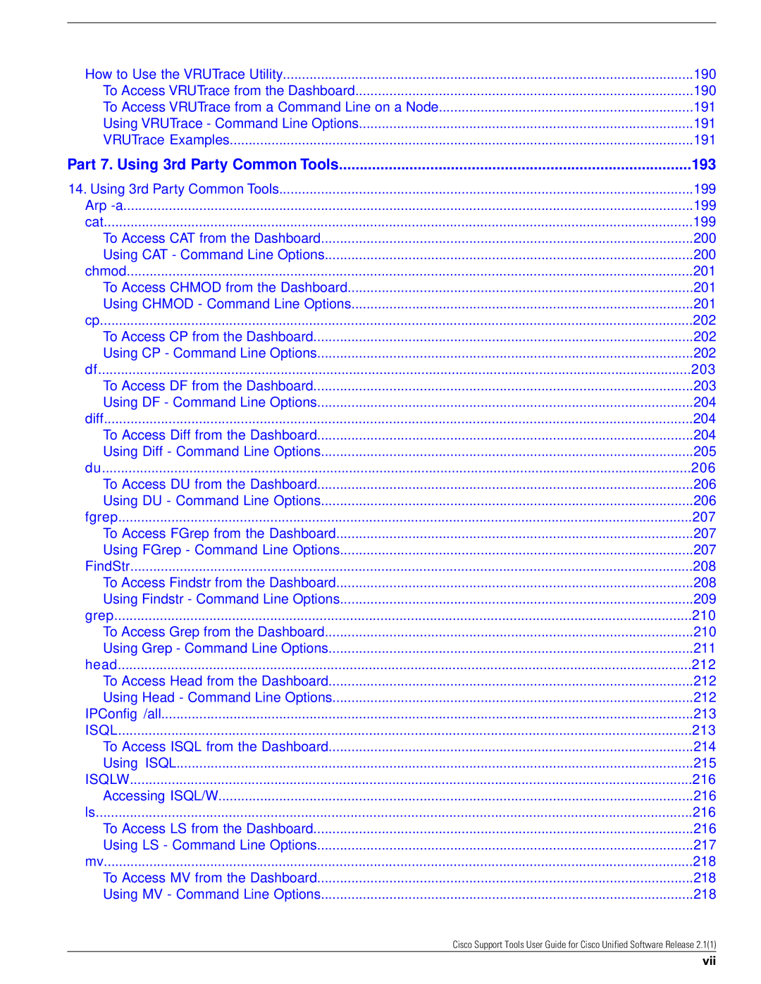 Cisco Systems 2.1(1) manual 193, Vii 