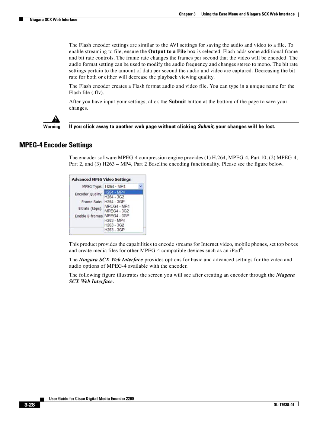 Cisco Systems 2200 manual MPEG-4 Encoder Settings 