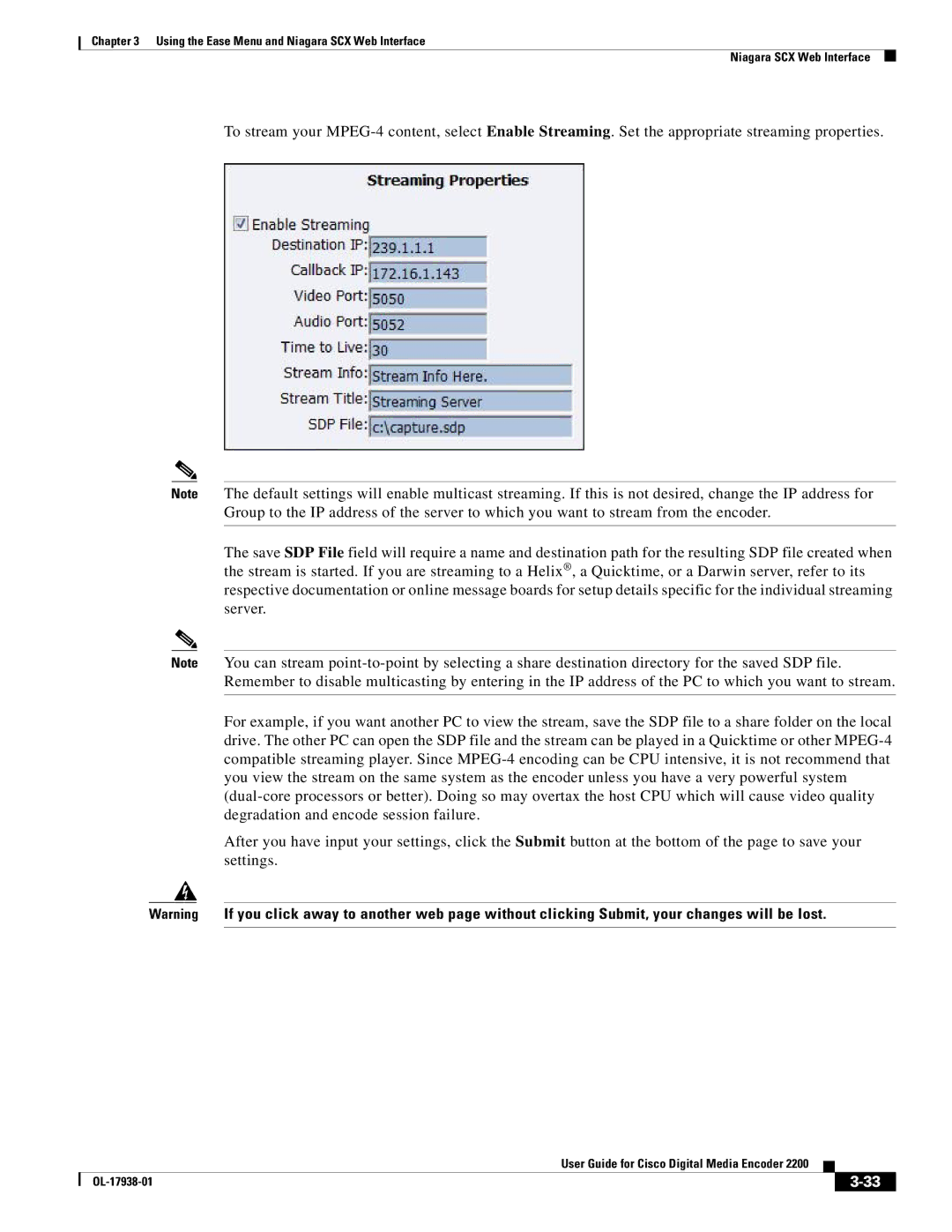 Cisco Systems 2200 manual Using the Ease Menu and Niagara SCX Web Interface 