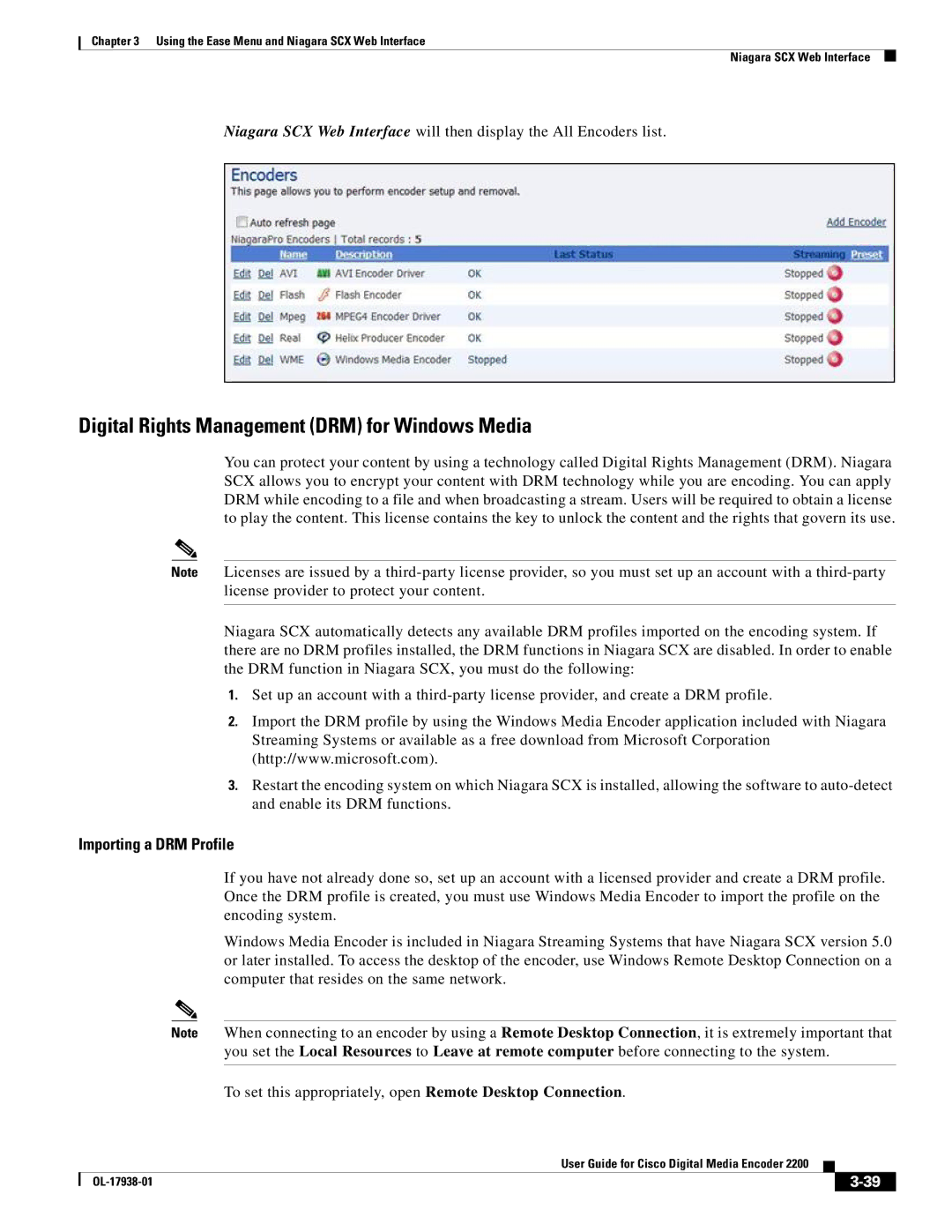 Cisco Systems 2200 manual Digital Rights Management DRM for Windows Media, Importing a DRM Profile 