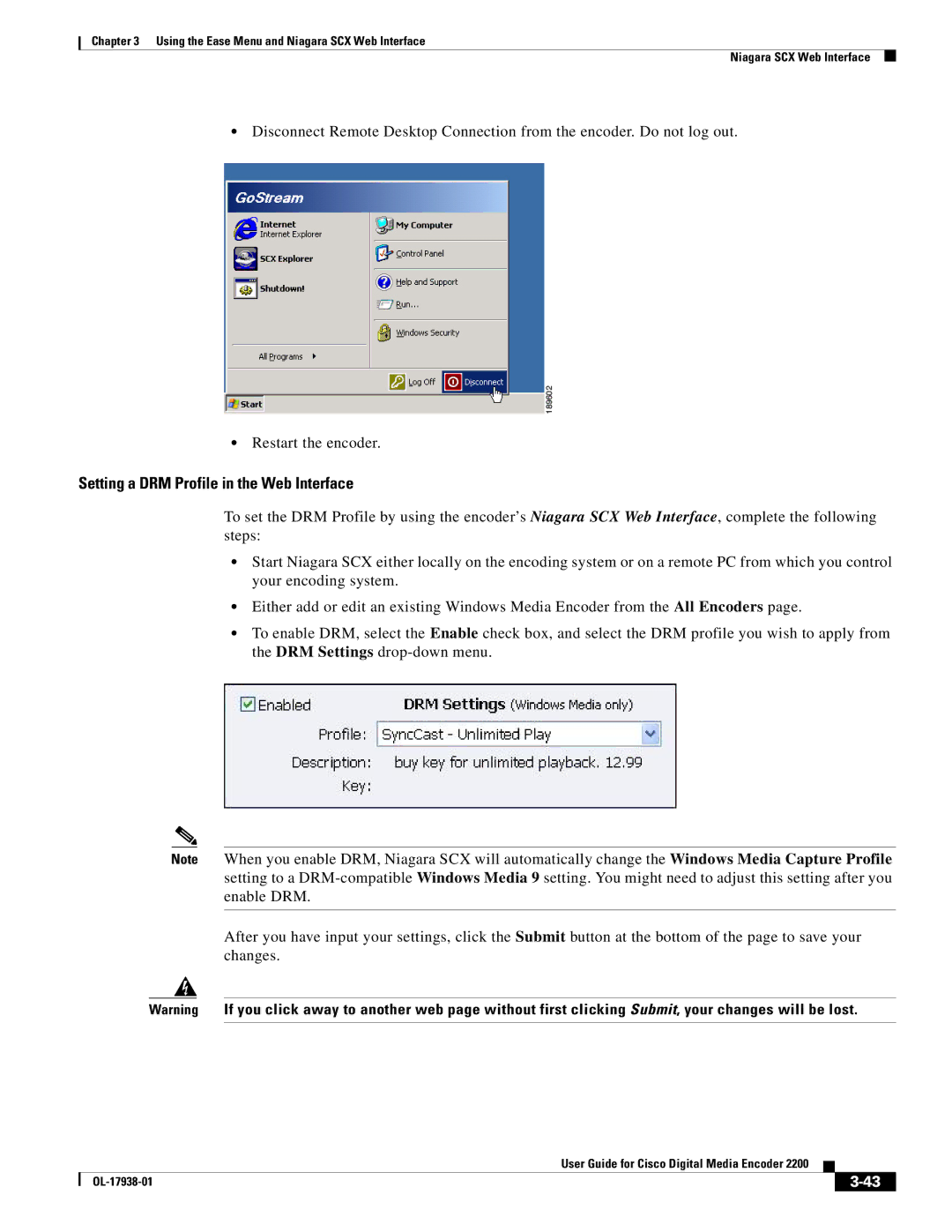 Cisco Systems 2200 manual Setting a DRM Profile in the Web Interface 