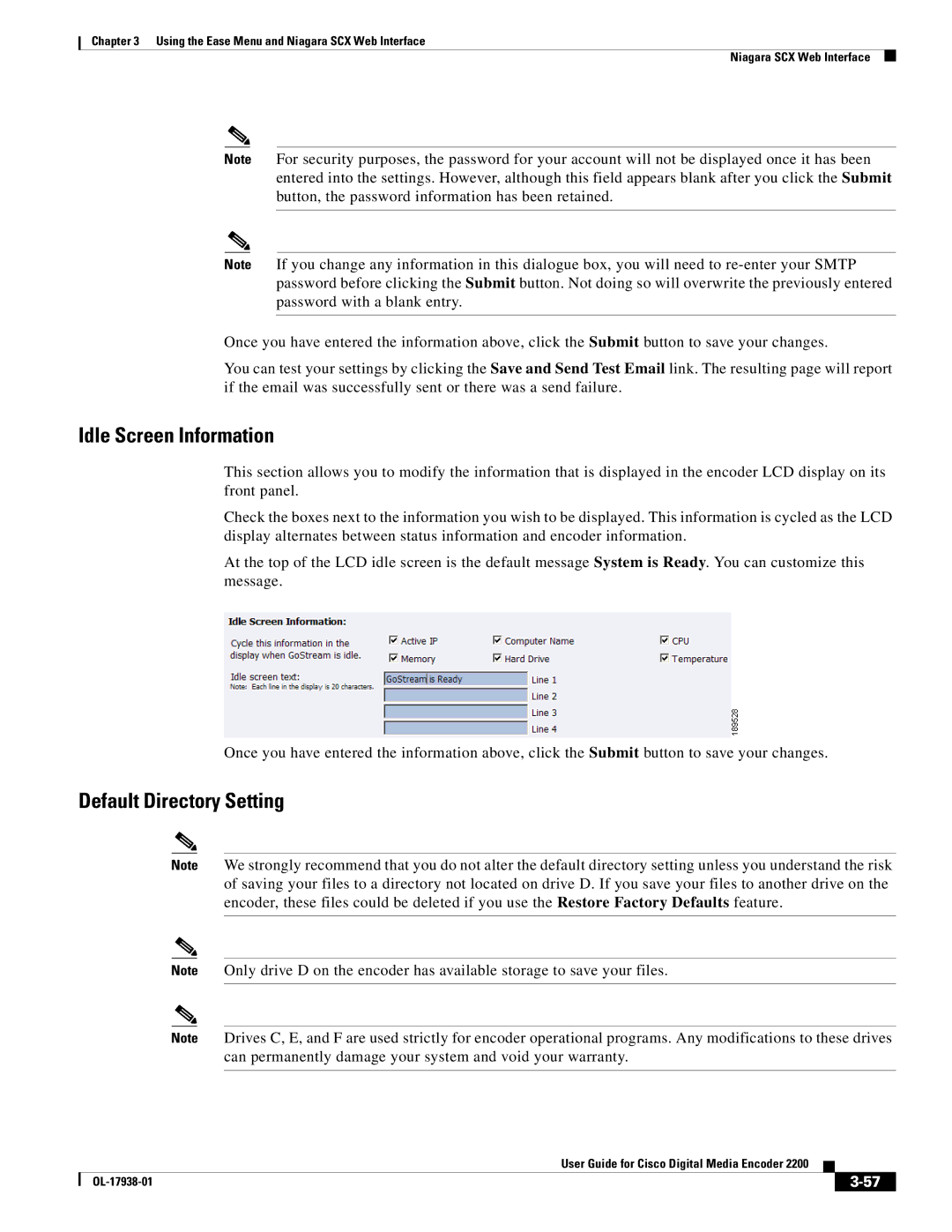 Cisco Systems 2200 manual Idle Screen Information, Default Directory Setting 