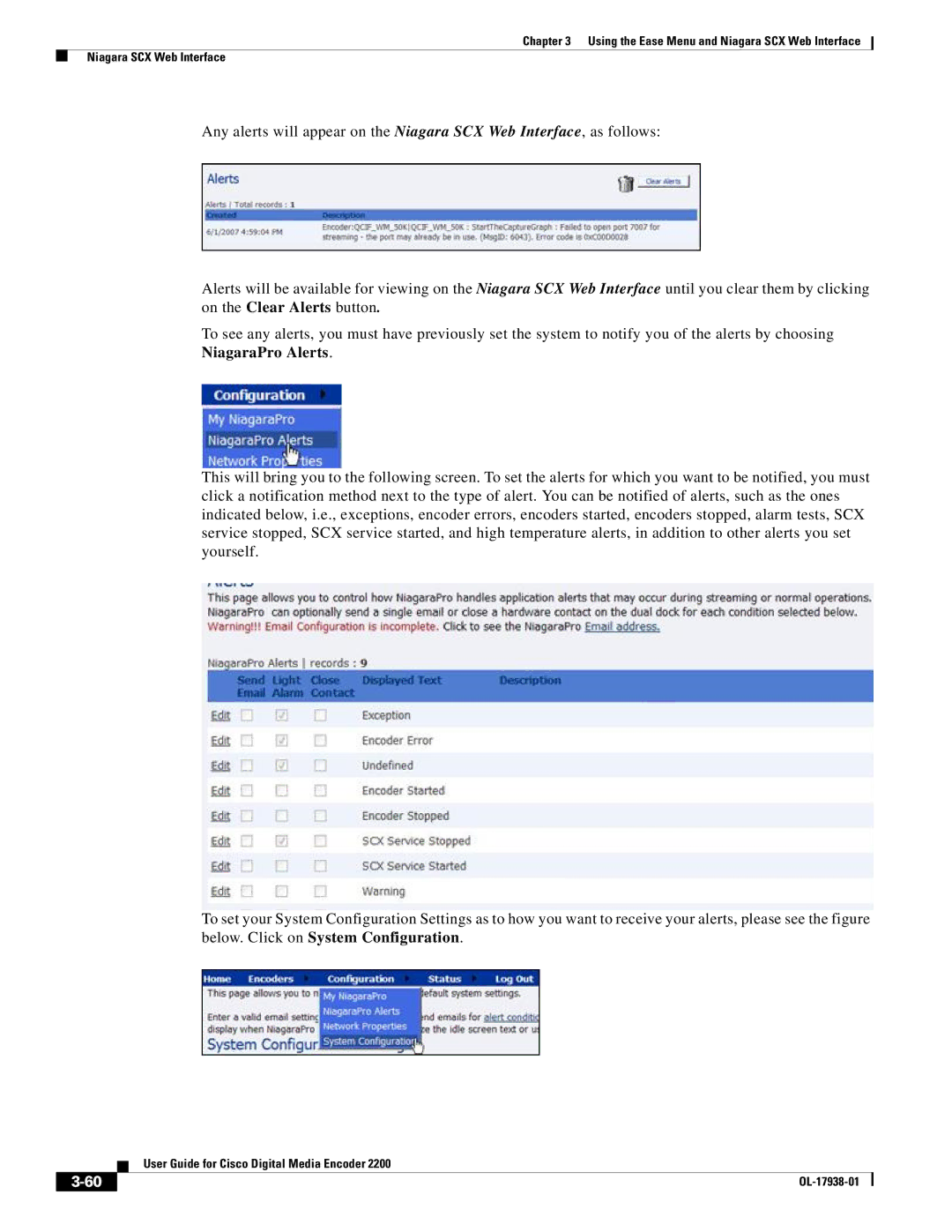 Cisco Systems 2200 manual Using the Ease Menu and Niagara SCX Web Interface 