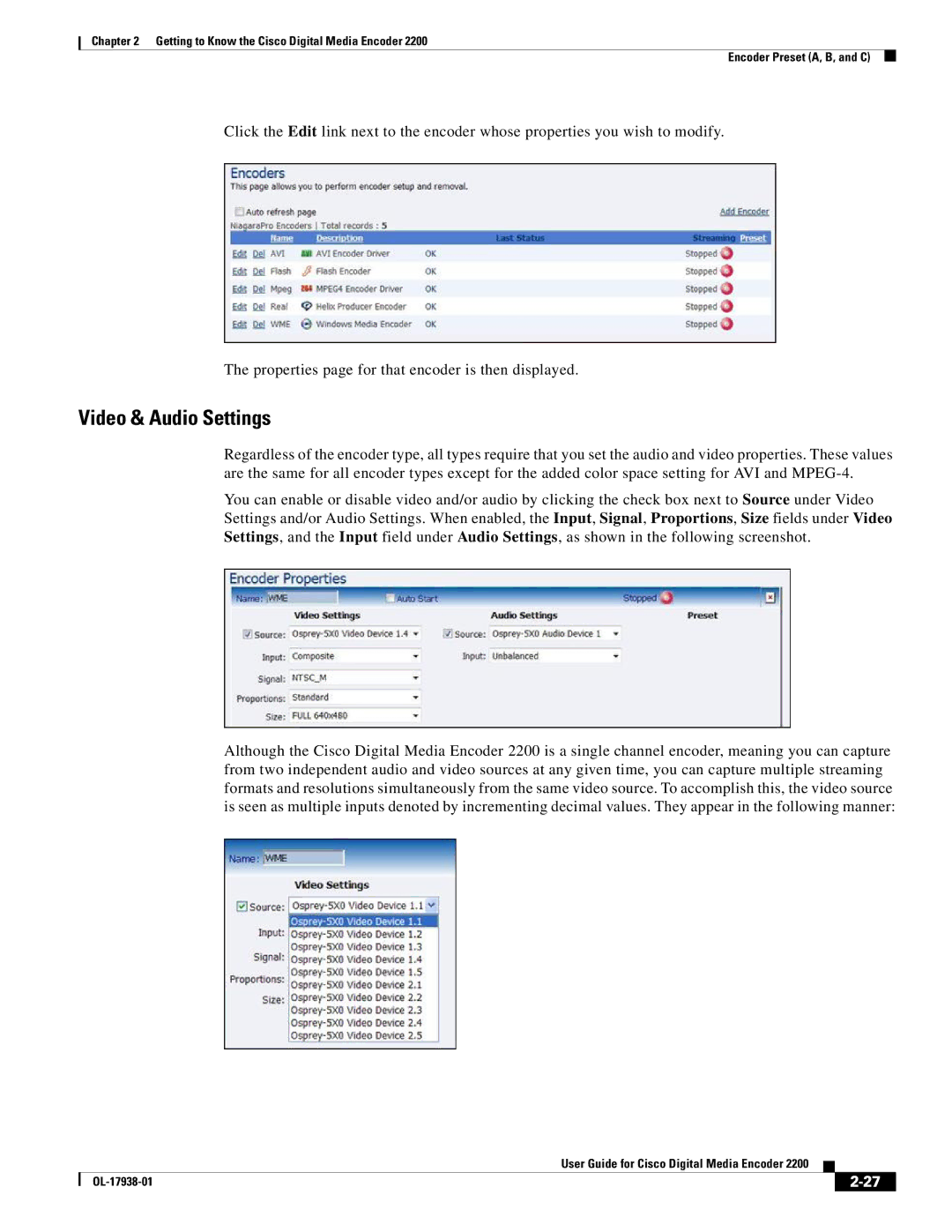 Cisco Systems 2200 manual Video & Audio Settings 