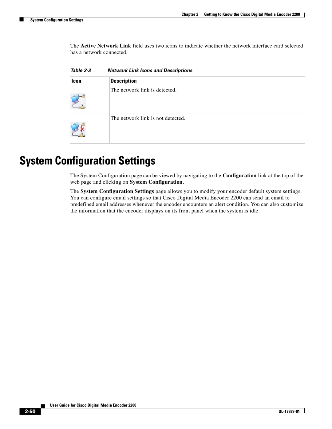 Cisco Systems 2200 manual System Configuration Settings 