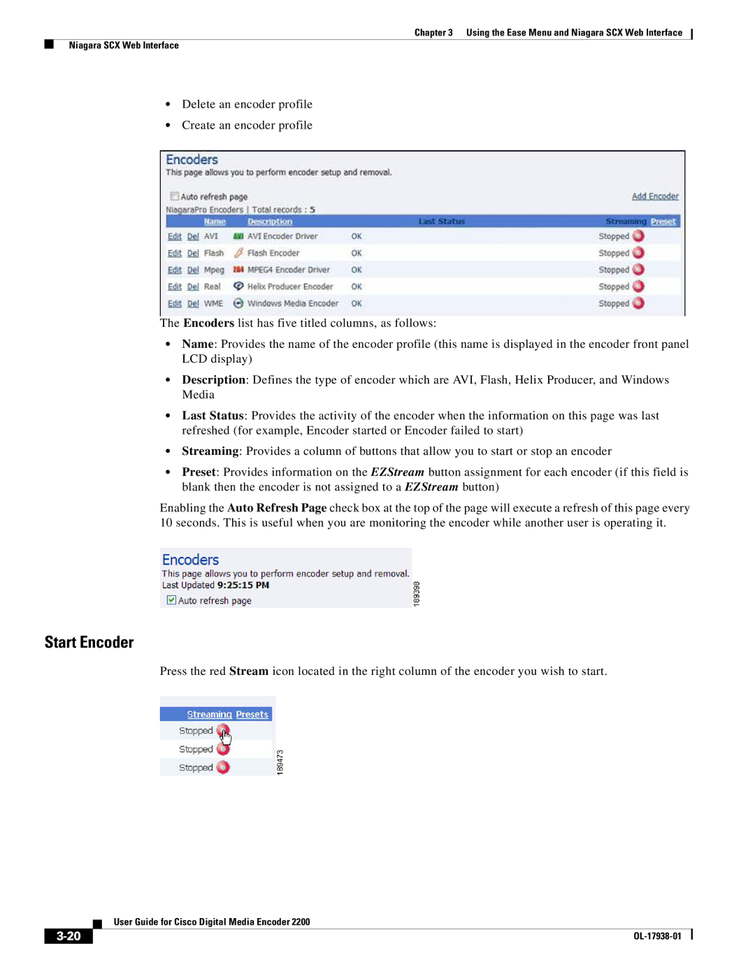 Cisco Systems 2200 manual Start Encoder 