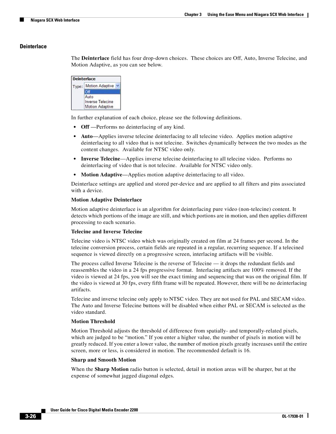 Cisco Systems 2200 manual Deinterlace 