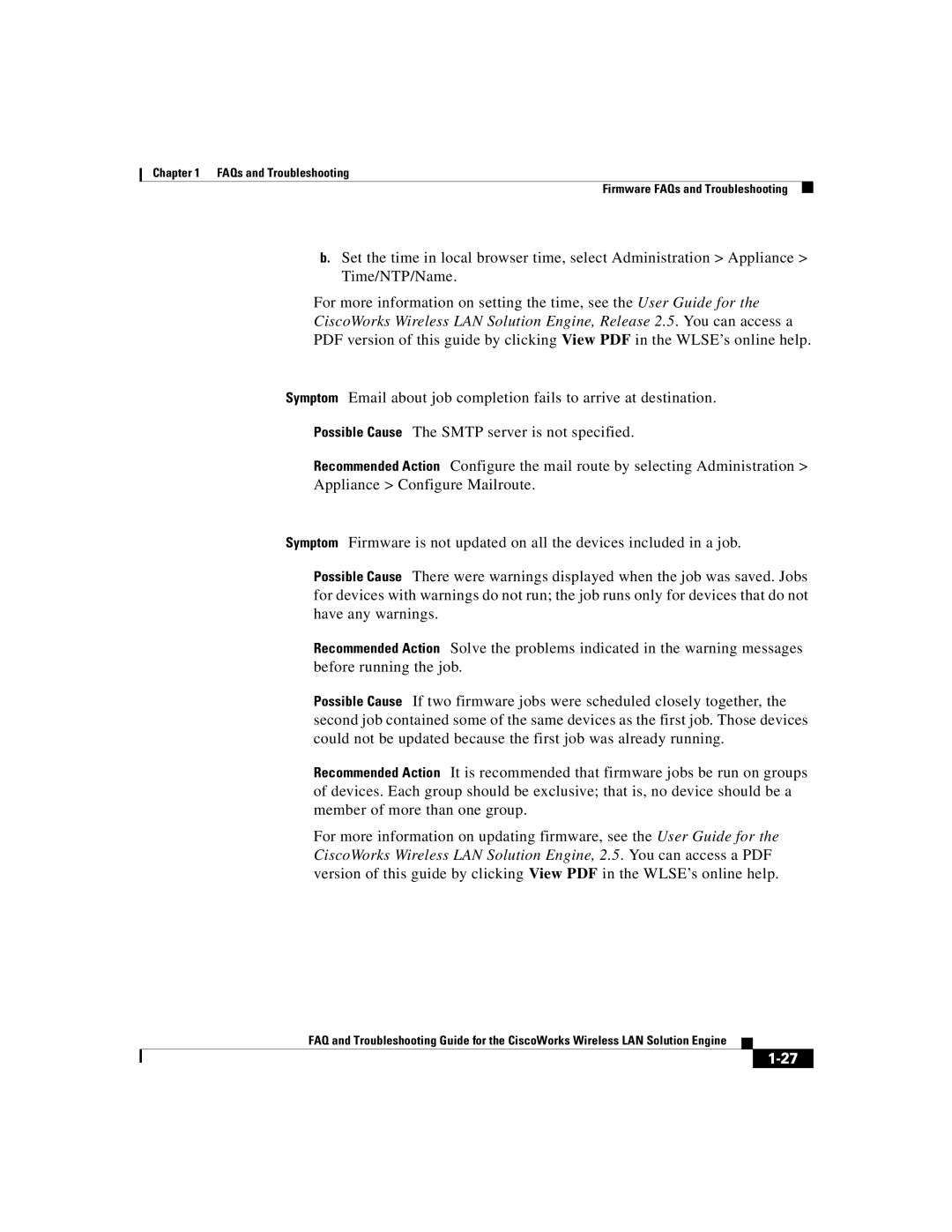 Cisco Systems 2.5 manual FAQs and Troubleshooting Firmware FAQs and Troubleshooting 