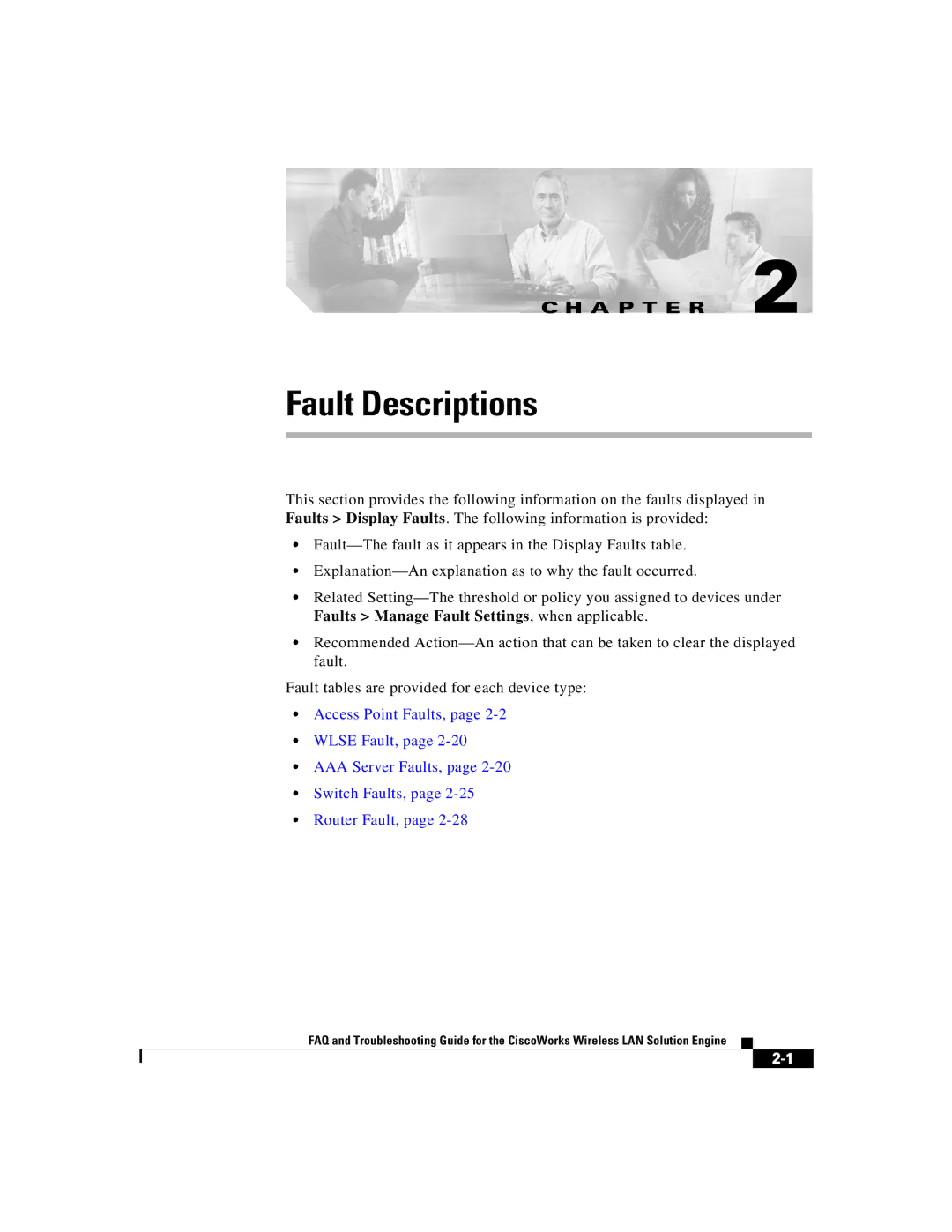 Cisco Systems 2.5 manual Fault Descriptions 