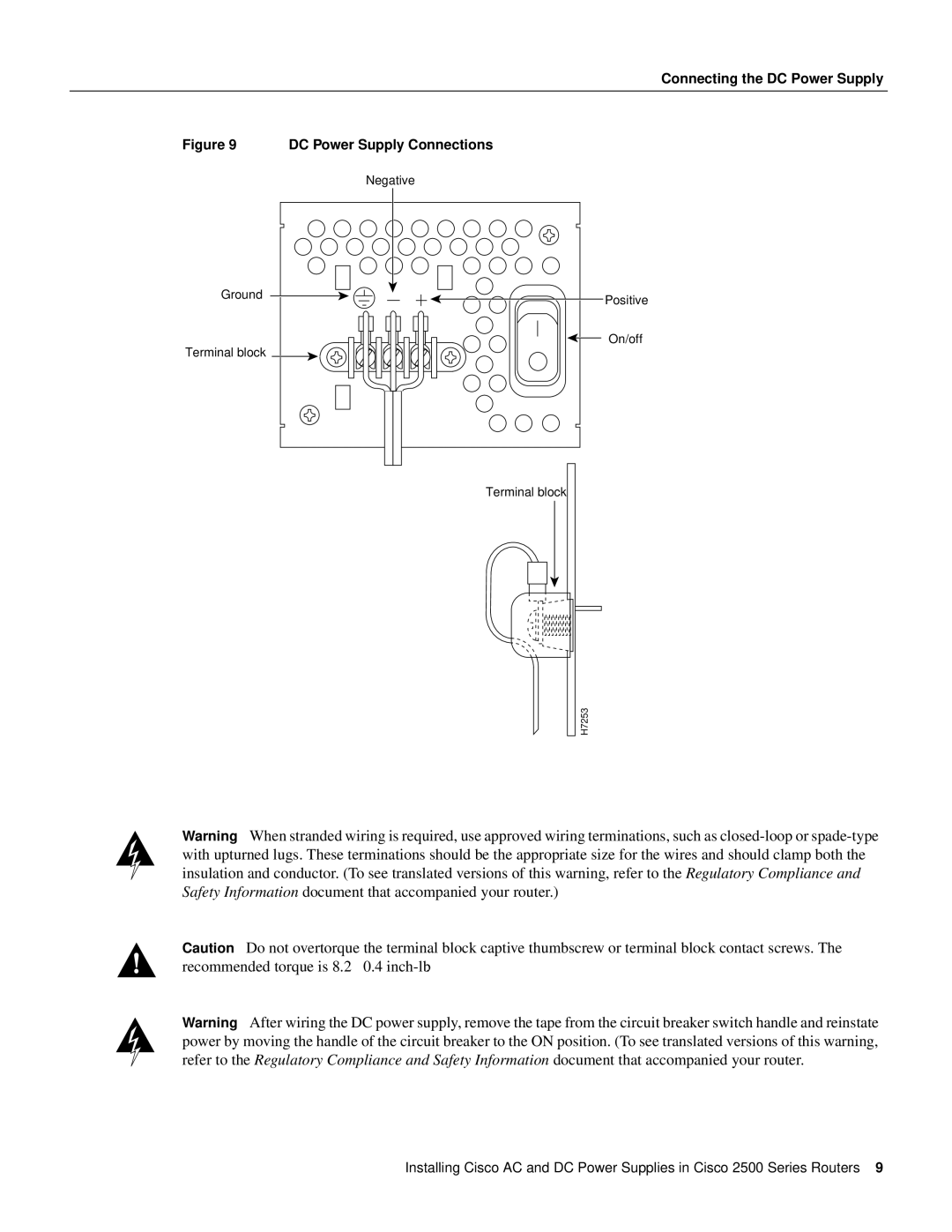 Cisco Systems 2500 Series manual DC Power Supply Connections 