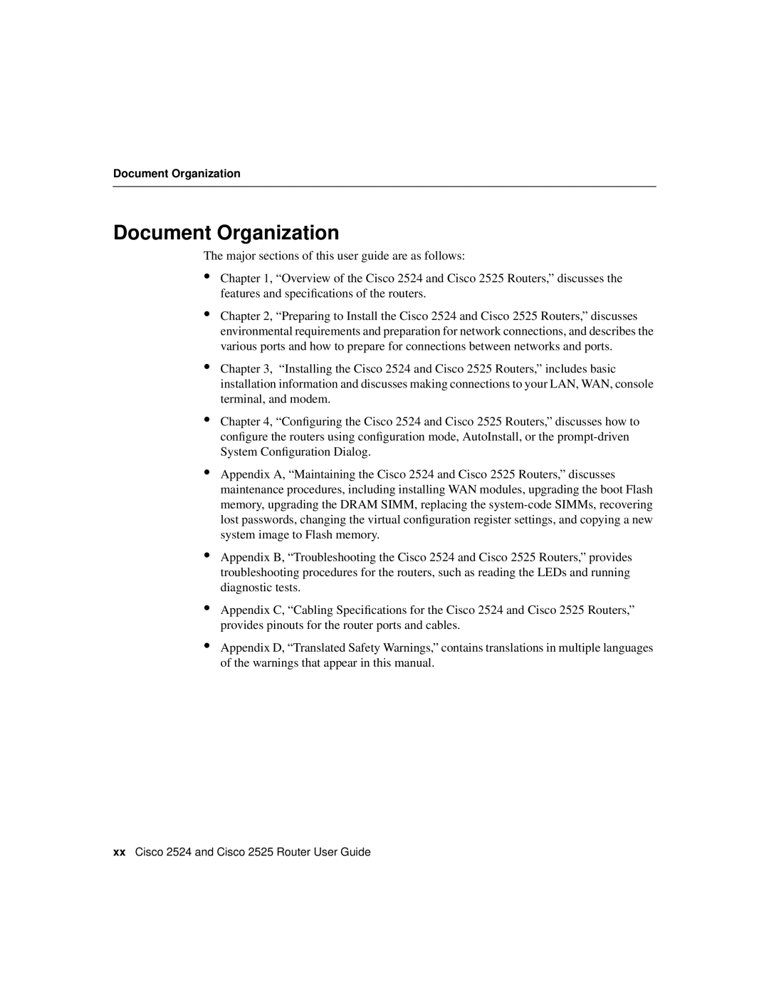 Cisco Systems 2525, 2524 manual Document Organization 