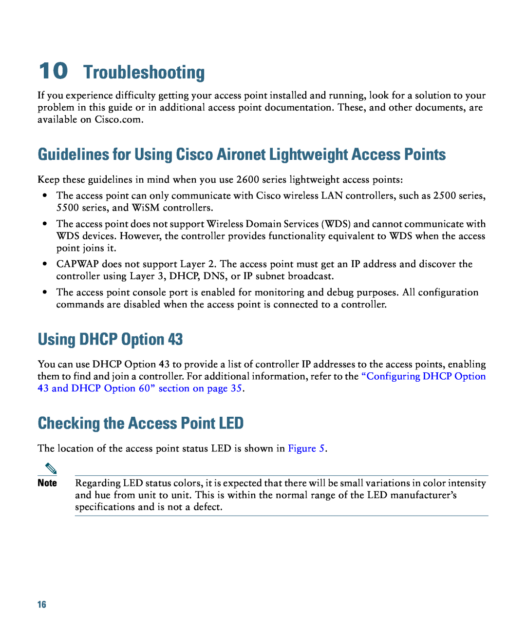 Cisco Systems 2600I Troubleshooting, Guidelines for Using Cisco Aironet Lightweight Access Points, Using DHCP Option 