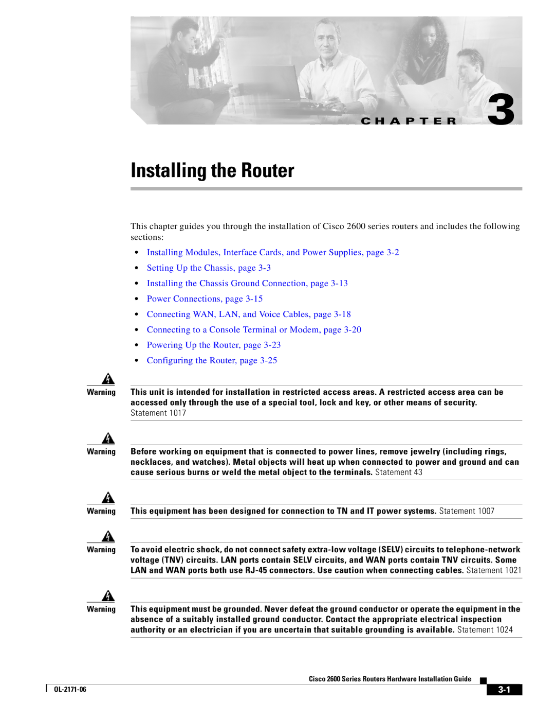 Cisco Systems 2600 manual Installing the Router 