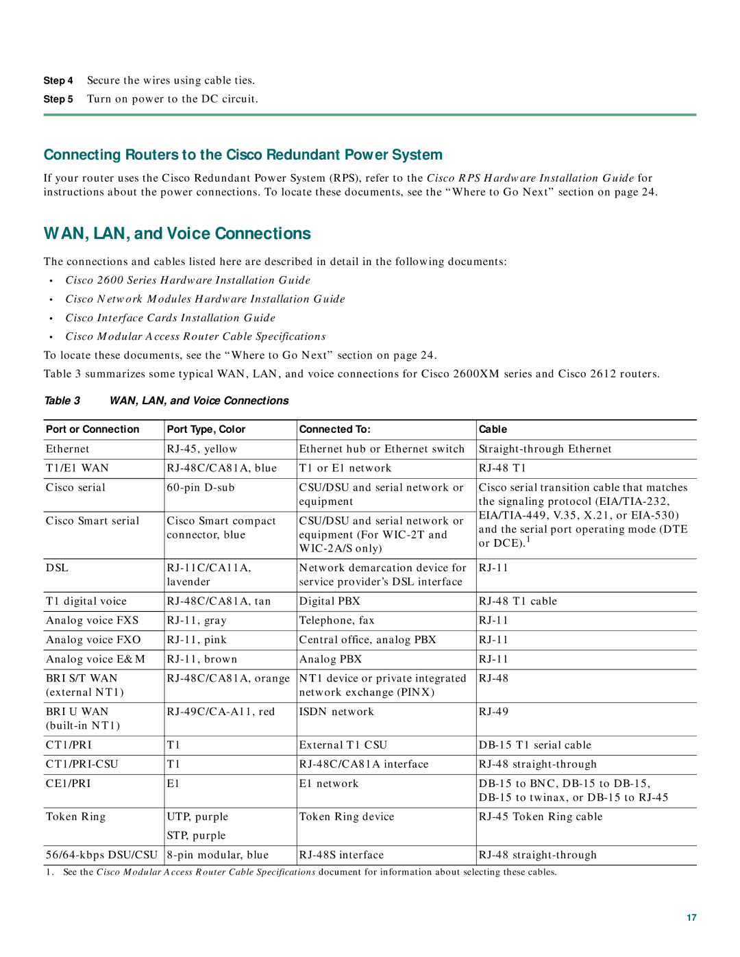 Cisco Systems 2600XM Series WAN, LAN, and Voice Connections, Connecting Routers to the Cisco Redundant Power System 