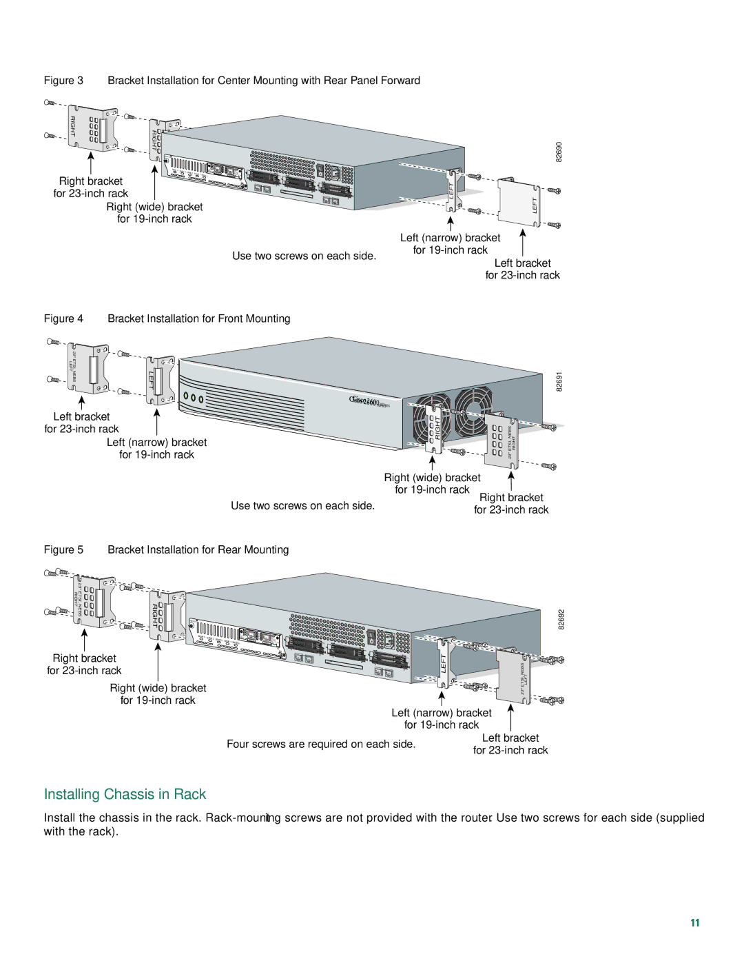 Cisco Systems 2691 quick start Installing Chassis in Rack 