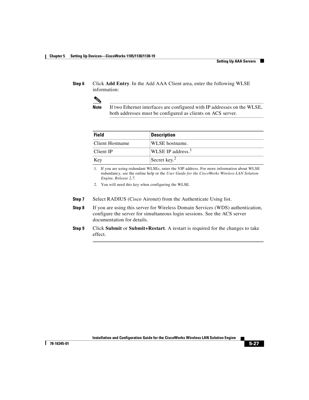 Cisco Systems 2.7 warranty Field Description 