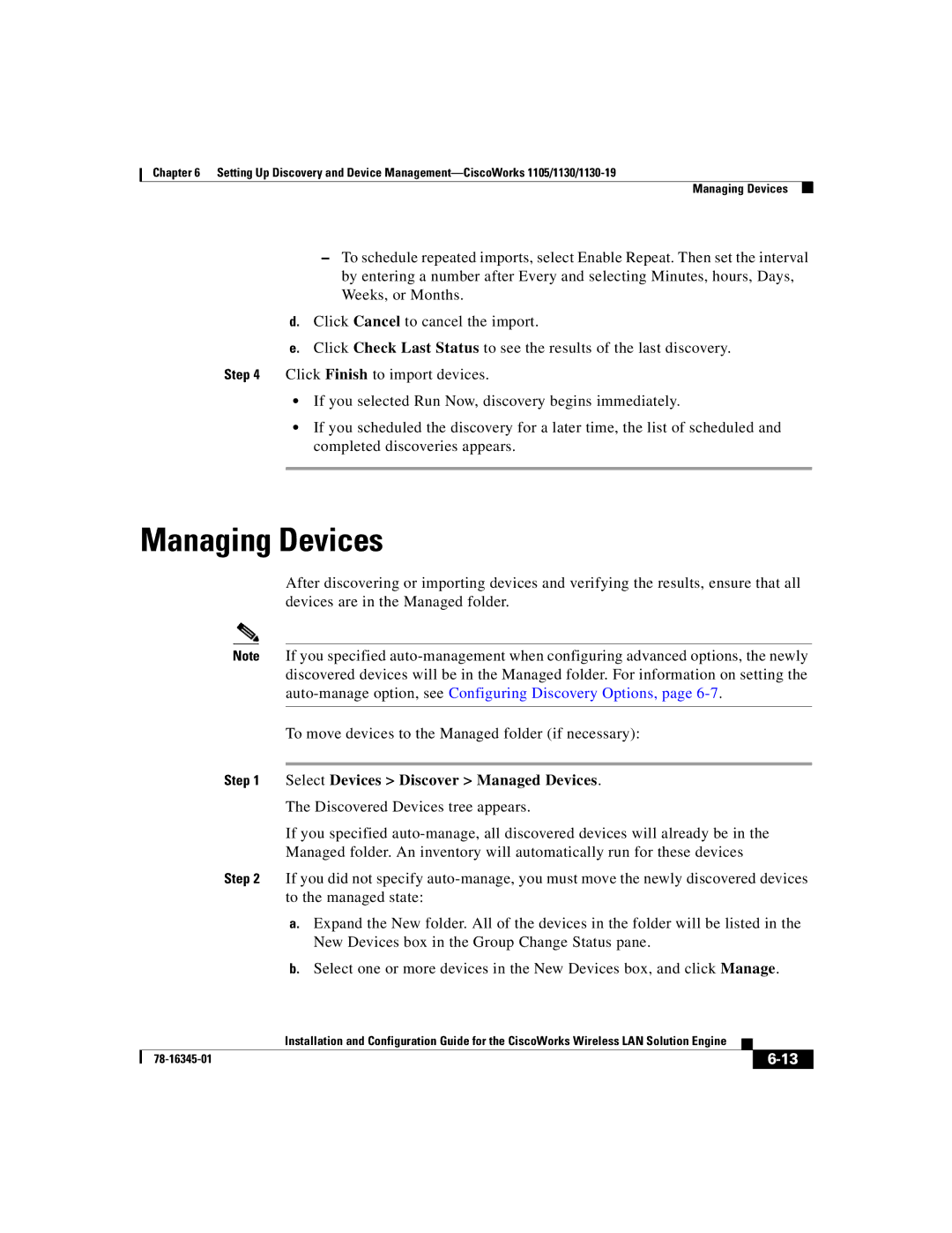 Cisco Systems 2.7 warranty Managing Devices, Select Devices Discover Managed Devices 