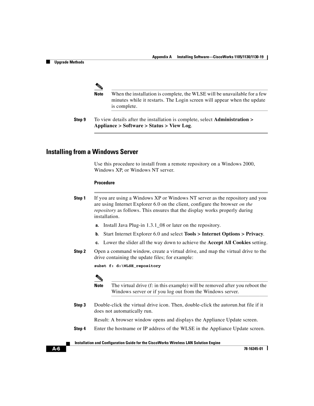 Cisco Systems 2.7 warranty Installing from a Windows Server 