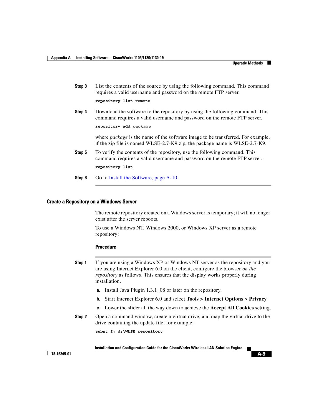 Cisco Systems 2.7 warranty Create a Repository on a Windows Server 