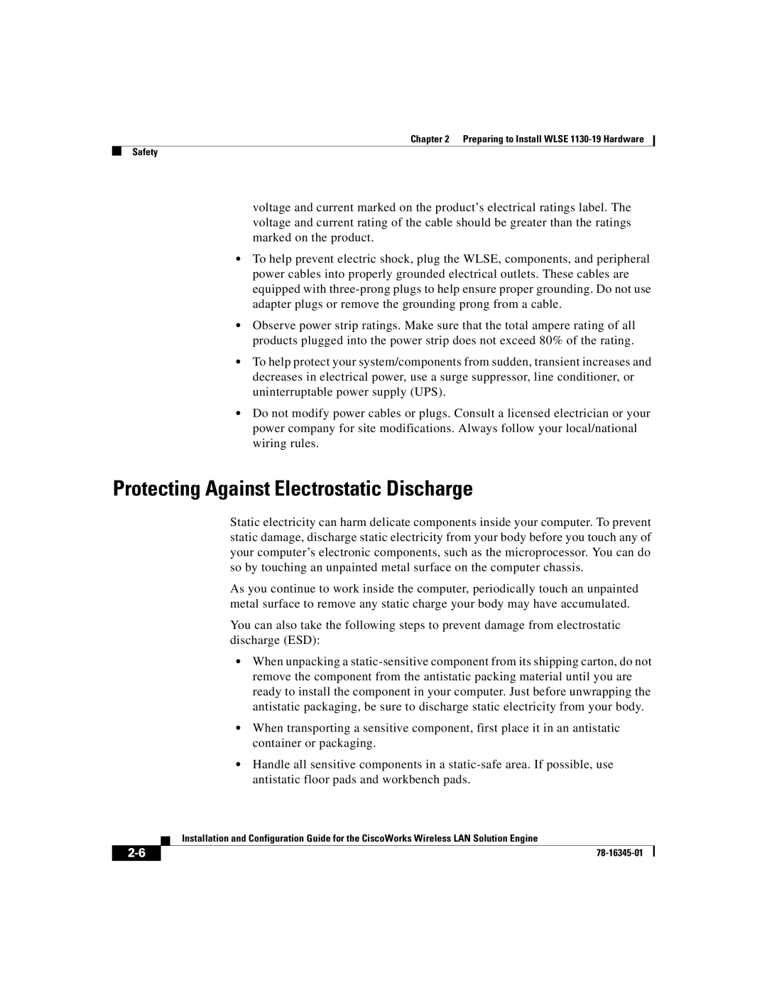 Cisco Systems 2.7 warranty Protecting Against Electrostatic Discharge 