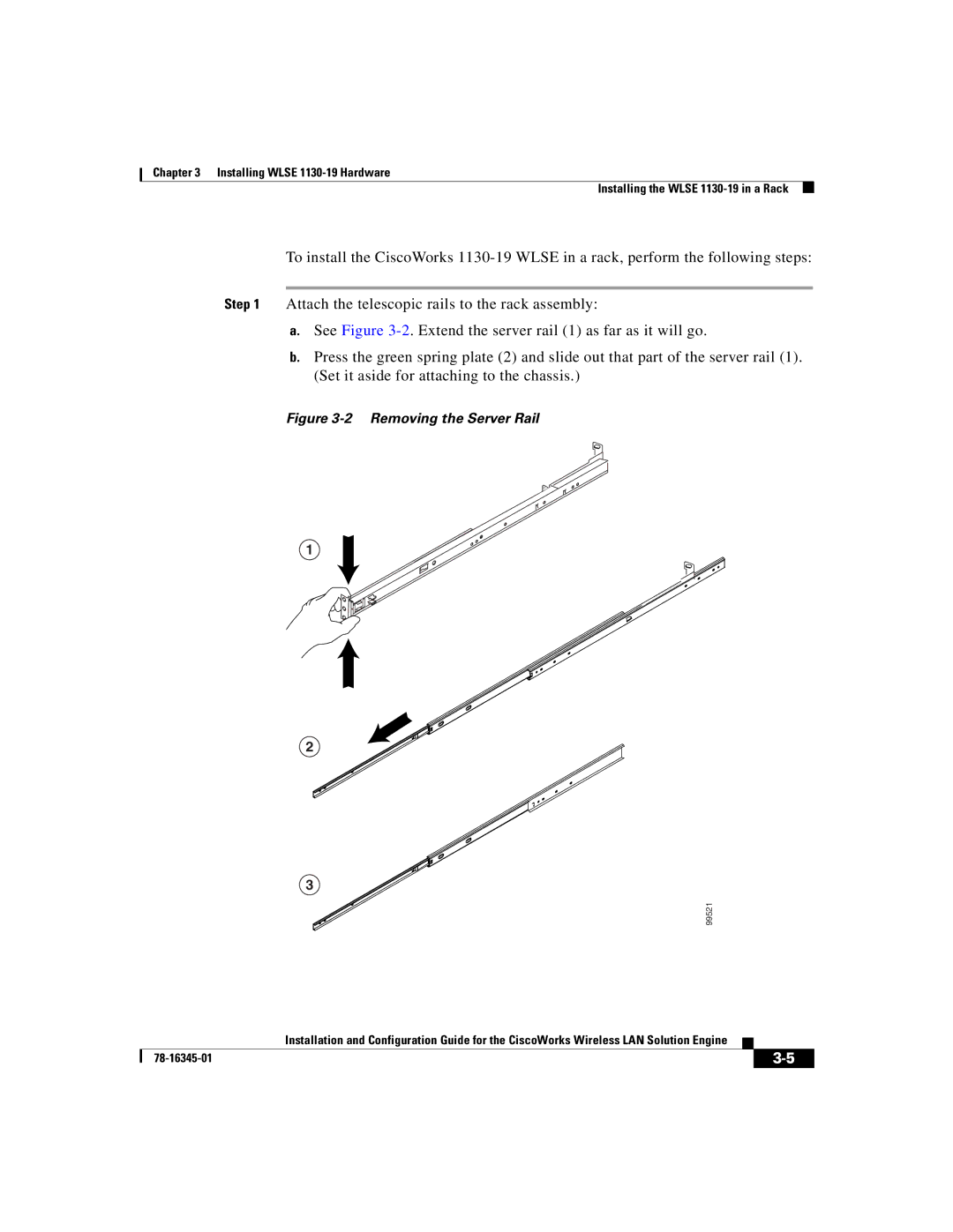 Cisco Systems 2.7 warranty Removing the Server Rail 