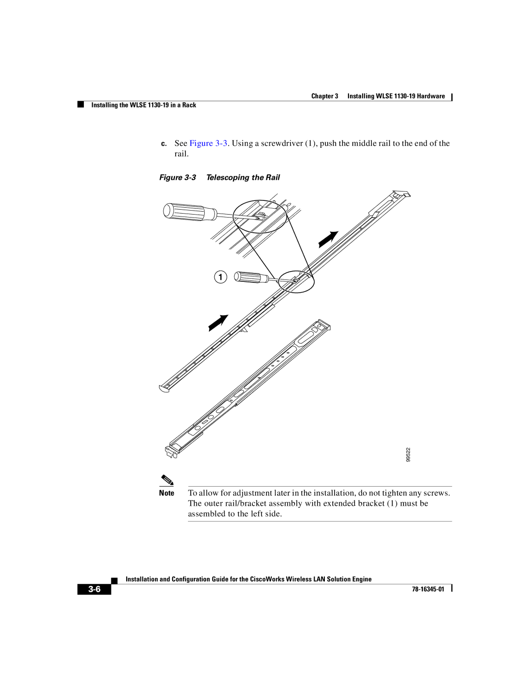 Cisco Systems 2.7 warranty Telescoping the Rail 