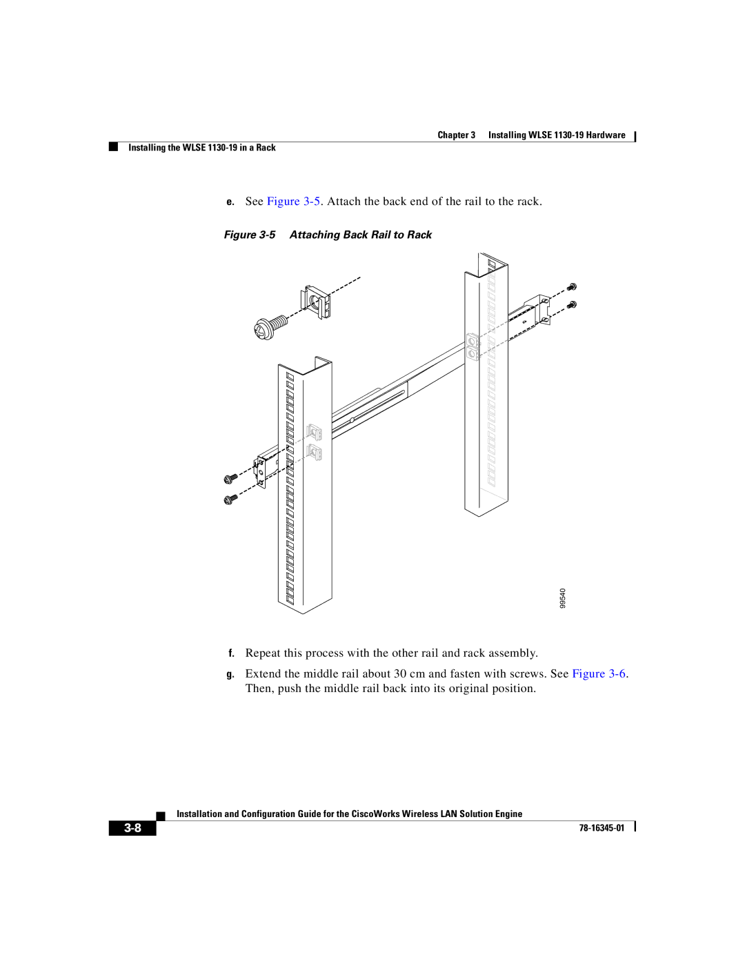 Cisco Systems 2.7 warranty See -5. Attach the back end of the rail to the rack 