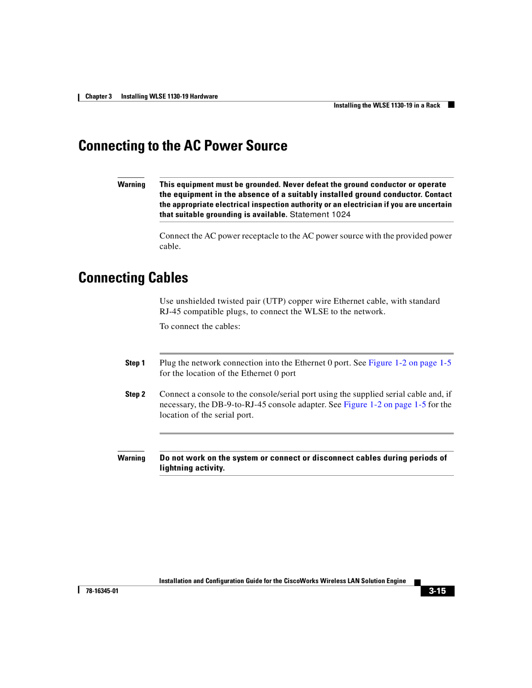 Cisco Systems 2.7 warranty Connecting to the AC Power Source, Connecting Cables 