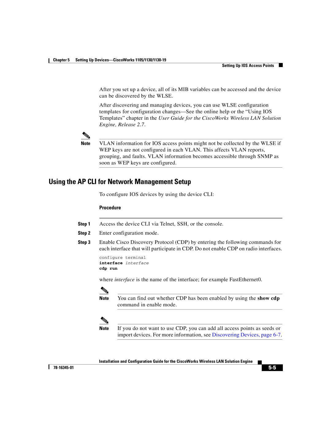 Cisco Systems 2.7 warranty Using the AP CLI for Network Management Setup 