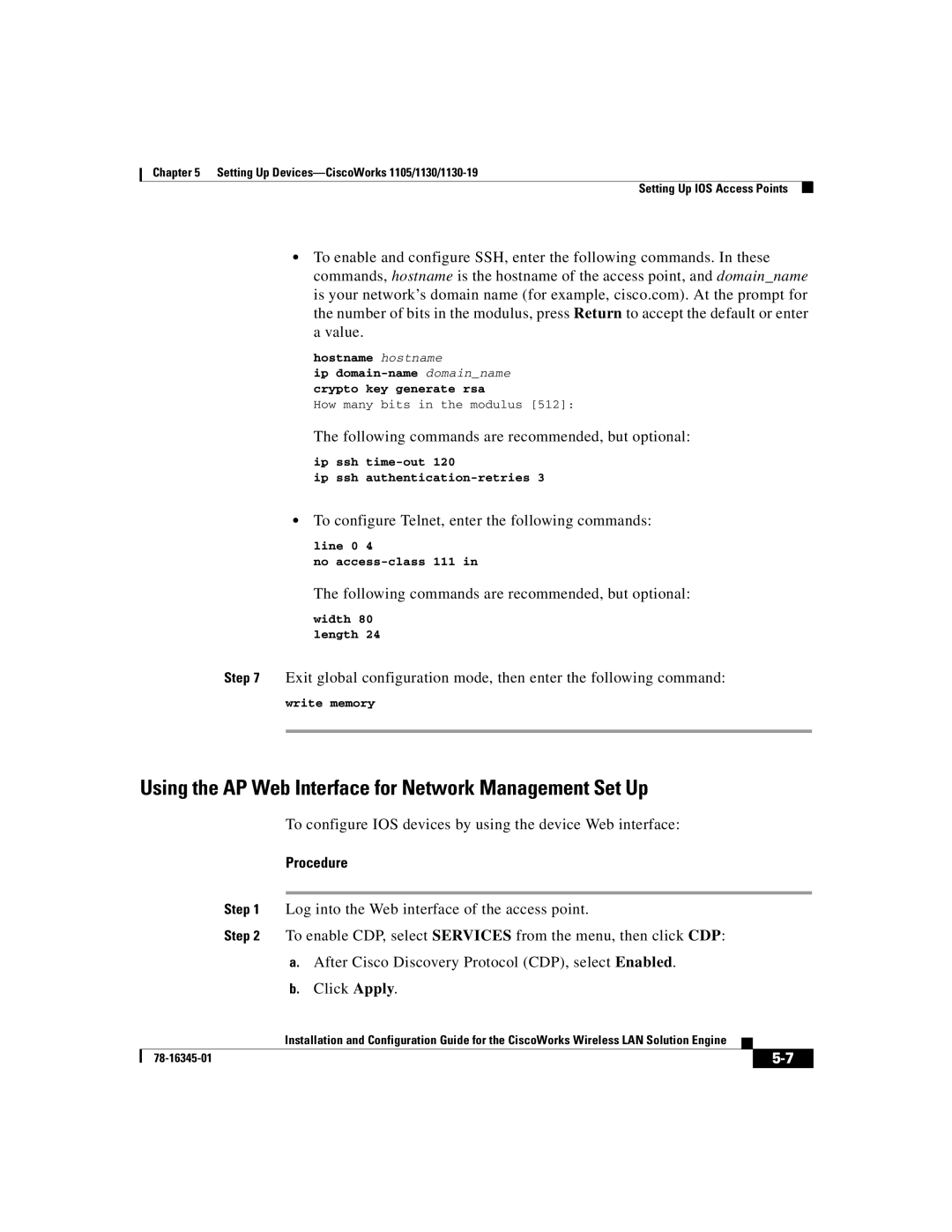 Cisco Systems 2.7 warranty Using the AP Web Interface for Network Management Set Up 